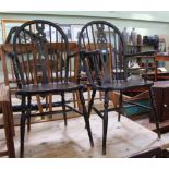 A PAIR OF MODERN WHEEL BACKED COUNTRY KITCHEN STYLE ARMCHAIRS