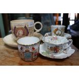 EIGHT ITEMS OF ROYAL COMMEMORATIVE CERAMICS, cup & saucer sets