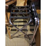 A PAIR OF FOLDING CHROME LUGGAGE RACKS