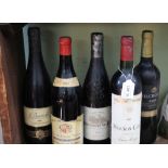 FIVE BOTTLES OF RED WINE from France, Italy & Spain, one being 1959 Cote du Beaune-Villages