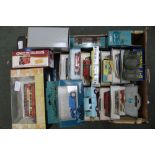 A BOX CONTAINING A LARGE SELECTION OF MAINLY BOXED COLLECTOR'S DIE-CAST VEHICLES