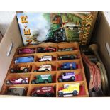 A BOX CONTAINING A SELECTION OF GENTLEMEN'S COLLECTABLES to include model vehicles, trains,