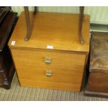 A RETRO DESIGN TEAK FINISHED TWO DRAWER BEDSIDE UNIT