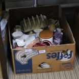 TWO BOXES AND A CRATE CONTAINING DOMESTIC COLLECTABLES, some housed in original packaging
