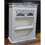 A FRENCH GREY PAINTED DISPLAY / STORAGE CABINET with glazed door