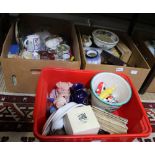 TWO BOXES AND A CRATE CONTAINING SUNDRY DOMESTIC ITEMS, and character branded collectables