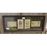 FOUR FIRST WORLD WAR PERIOD SILK CARDS, mounted glazed, and framed with oak