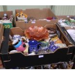 TWO BOXES CONTAINING A SELECTION OF COLLECTABLE & USEFUL DOMESTIC ITEMS to include; carnival glass