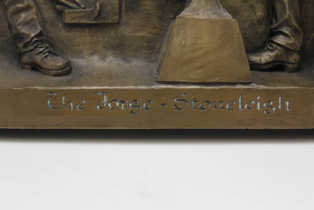 A BRONZED RESIN PLAQUE 'THE FORGE, STONELEIGH' signed Elizabeth Sharp, 30cm x 50cm - Image 2 of 3