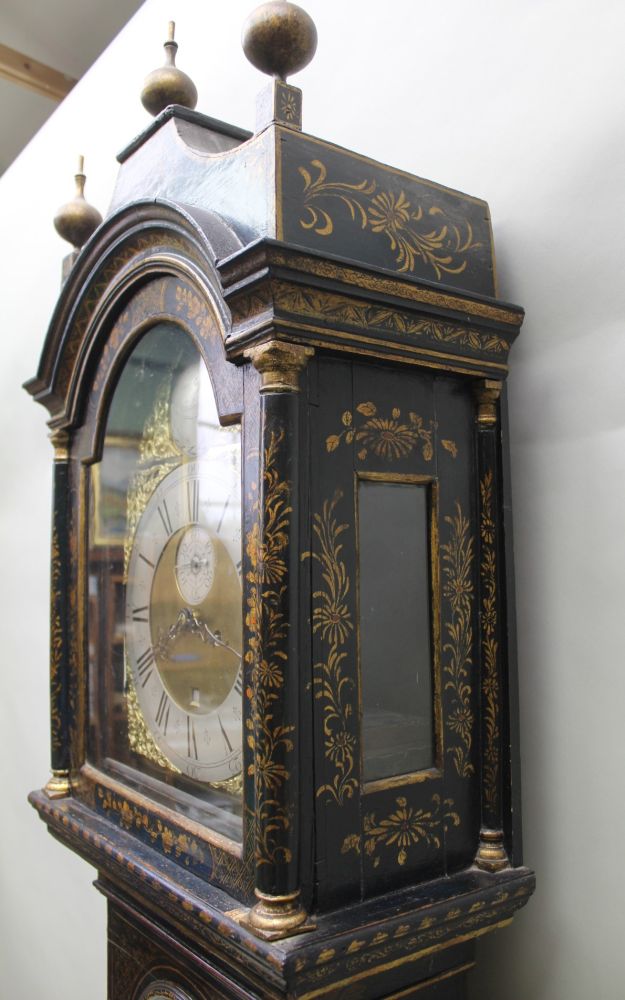 A GEORGE III CHINOISERIE LONG CASE CLOCK, by Samuel Bryan, London, the case gilded, and lacquer - Image 5 of 8