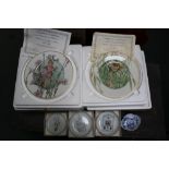 A BOX CONTAINING BOXED COLLECTORS PORCELAIN including meissen pin dish, 2 boxed plated, etc