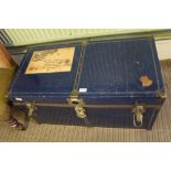 A BLUE FINISHED UNION BRANDED STEAMER TRUNK