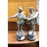 A PAIR OF PATINATED PROBABLE SPELTER FIGURES entitled 'Duellist'