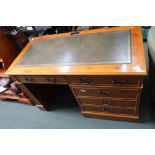 A REPRODUCTION YEW WOOD FINISHED RECTANGULAR TOPPED COMPUTER DESK