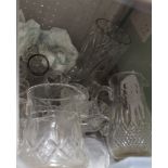 A PLASTIC CRATE OF DOMESTIC GLASSWARES