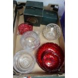 A BOX CONTAINING GLASSWARE various, to include Cranberry