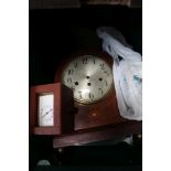 A CRATE CONTAINING CLOCKS & CLOCK PARTS