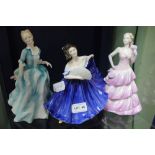 THREE PORCELAIN LADIES OF FASHION, 2 Doulton, 1 Coalport