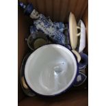 A BOX CONTAINING COLLECTABLES to include Oriental figurines, Jasperware, etc