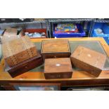 A BOX OF 19TH CENTURY WOODEN BOXES