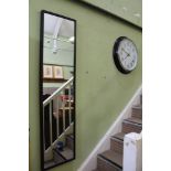 AN OVERSIZED QUARTZ POWERED KITCHEN CLOCK together with a plain plate robing mirror