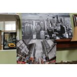 THREE DECORATIVE PHOTOGRAPHIC PRINTS depicting American cityscapes, probably New York