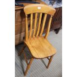A BEECH SLAT BACK SOLID SEATED KITCHEN CHAIR
