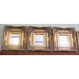 A TRIO OF MODERN FANCY GILT FRAMED PLAIN PLATE WALL MIRRORS