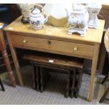 A LATE 19TH / EARLY 20TH CENTURY PINE SIDE TABLE, having rectangular top, single full width drawer
