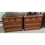 A PAIR OF WOOD EFFECT FIVE DRAWER BEDROOM CHESTS, with soft close function