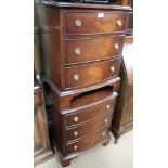 A PAIR OF REPRODUCTION THREE DRAWER BOW FRONT CHESTS