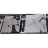 TWO MODERN REPROGRAPHIC CANVASSES one Macro floral the other 'Breakfast at Tiffany's'