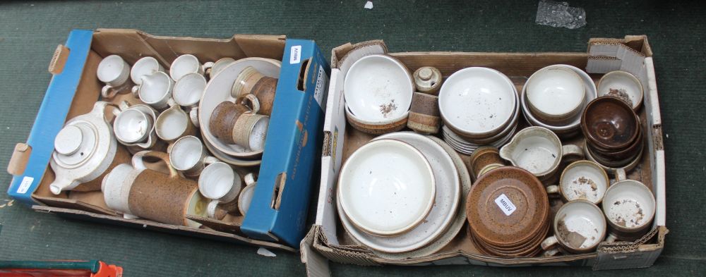 TWO BOXES CONTAINING A LARGE SELECTION OF IDEN POTTERY ITEMS