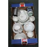 A BOX CONTAINING PORCELAIN VARIOUS, to include; Spode, Royal Doulton, etc.