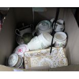 A BOX CONTAINING PORCELAIN VARIOUS to include Royal Worcester and Wedgwood