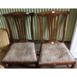 A PAIR OF 19TH CENTURY SLAT BACK DINING CHAIRS with upholstered drop-in seat pads