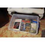 A PLASTIC CRATE CONTAINING A SELECTION OF ART REFERENCE WORKS & TRAVEL GUIDES VARIOUS