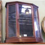 A SMALL SIZED MAHOGANY WALL HANGING GLAZED DISPLAY UNIT