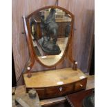 A 19TH CENTURY MAHOGANY FINISHED DRESSING TABLE MIRROR with adjustable plain plate, on a box base