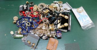 A BAG CONTAINING A VARIED SELECTION OF COSTUME JEWELLERY