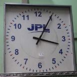 A LARGE ELECTRIC FOYER CLOCK bearing the legend 'JPL'