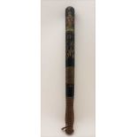 A WILLIAM IV (1830-37) HAND PAINTED AND GILDED PRESENTATION TRUNCHEON, with crown cipher, ring