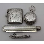 AARON LUFKIN DENNISON, AN EDWARDIAN SILVER SOVEREIGN HOLDER with ring mount, Birmingham 1908,