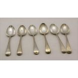 GEORGE ALDWINCKLE A set of six silver soup/tablespoons, three London 1877, three London 1882, the