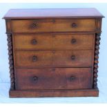 A 19TH CENTURY MAHOGANY FINISHED CHEST OF DRAWERS, having oak carcase plain top, over four full