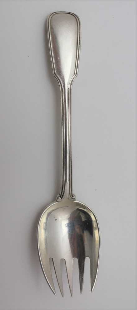 GEORGE WILLIAM ADAMS, a Victorian silver runcible spoon, fiddle pattern handle, London 1866, 37.6g