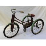 A CIRCA 1930'S/40'S ORIGINAL SUNBEAM WINKIE metal framed tricycle, approx 73cm high to handlebar