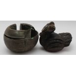 A WEST AFRICAN CAST BRONZE BRACELET, and a chicken, believed to be Benin, of the intermediate age,
