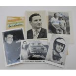 FIVE MOTOR RALLY AUTOGRAPHED BLACK & WHITE PHOTOGRAPHS together with two loose signatures,
