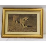 AFTER ALAN HUNT A signed limited edition canvas print of two Lion Cubs, titled 'Come Down Here',
